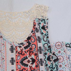 HOT KISS Paisley Maxi Dress with Lace Crochet Back